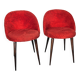 Pair of vintage 1960s cocktail chairs in red velvet.