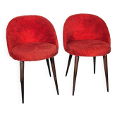 Paire de chaises cocktail en velours rouge, années 60