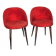 Pair of vintage 1960s cocktail chairs in red velvet.
