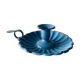 Old lavender blue enamelled candlestick