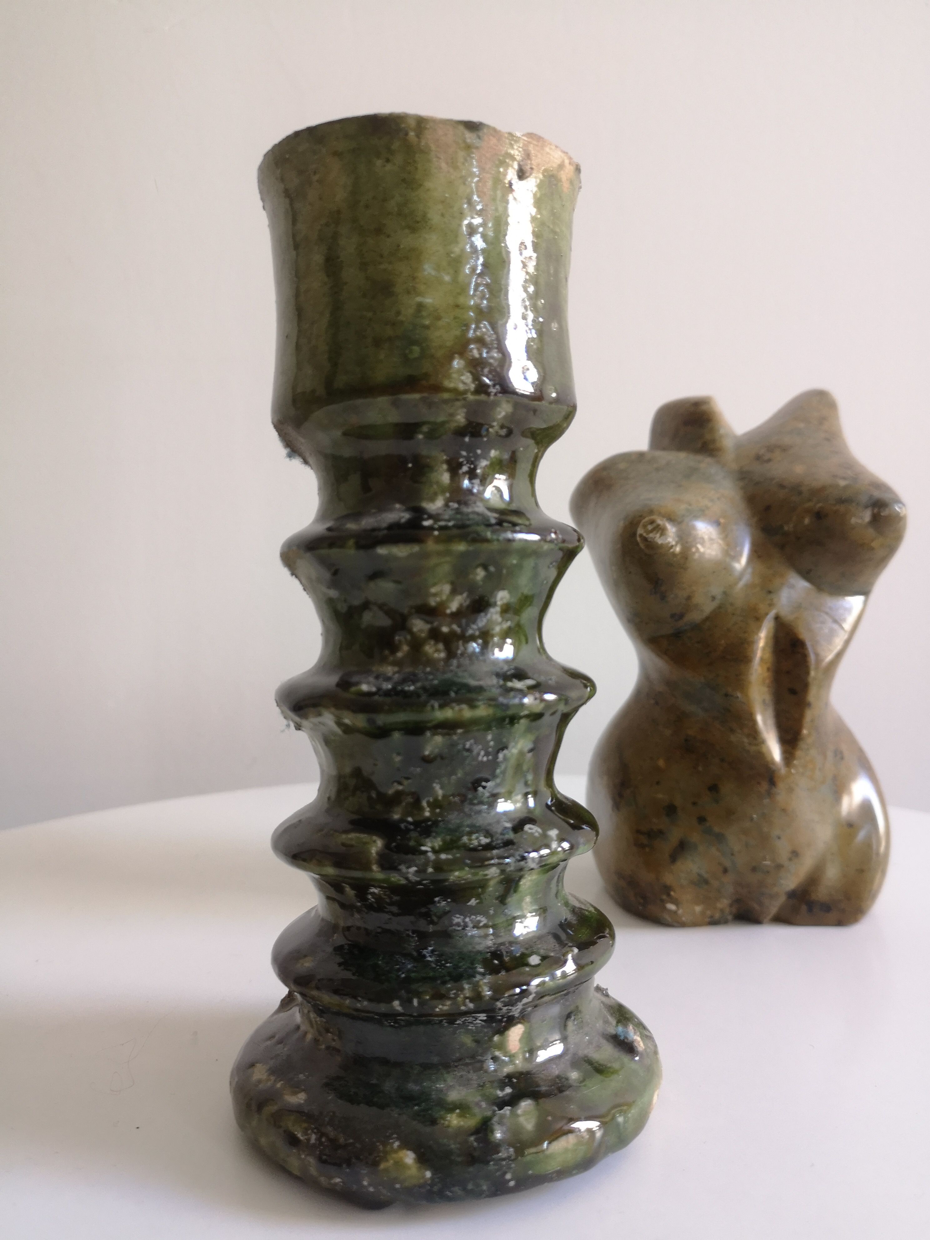 Enamelled ceramic candle holder, tamegroute