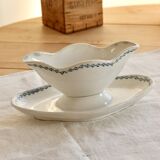 Old Saint-Amand ironstone sauce boat model 4022 - Blue floral rim