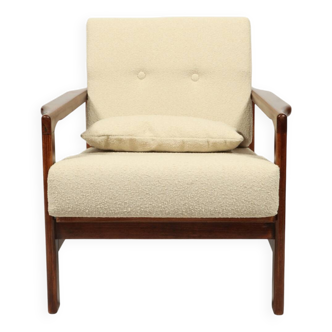 Scandinavian curly beige armchair mid century modern design by Z. Baczyk 1965