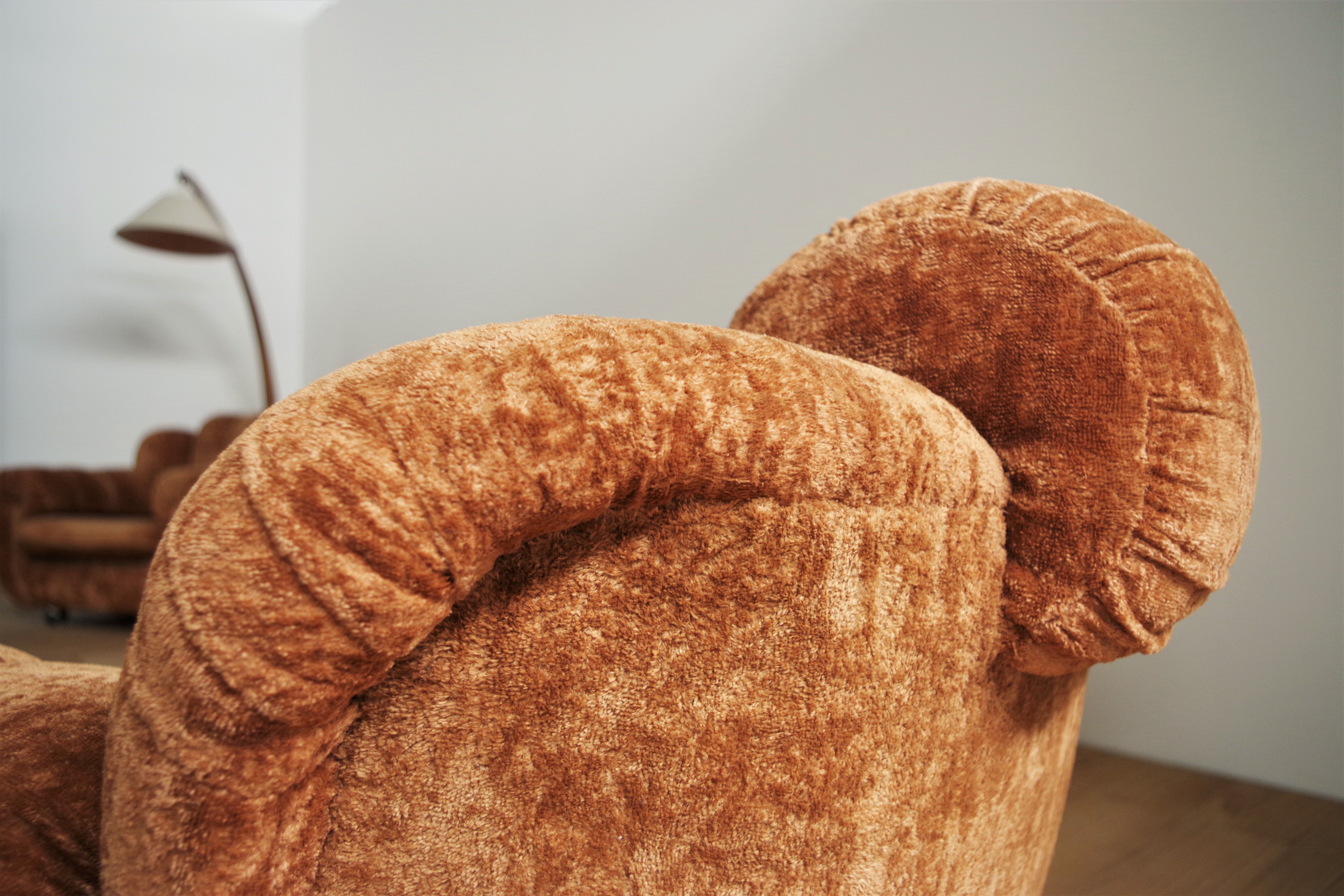 Velvet armchairs and sofa, 1970s, set of 3