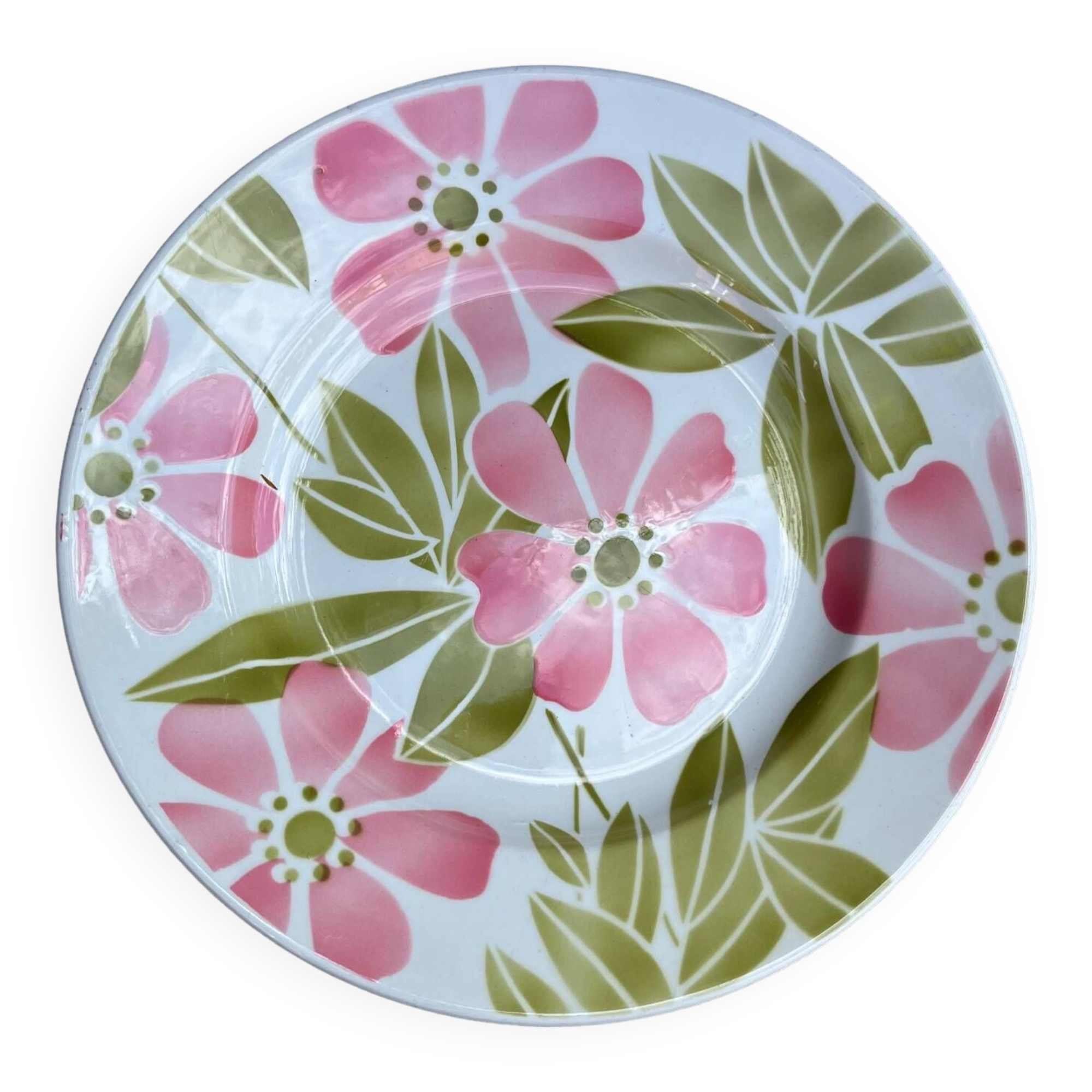 Vintage round dish Digoin Sarreguemines decor Edwina