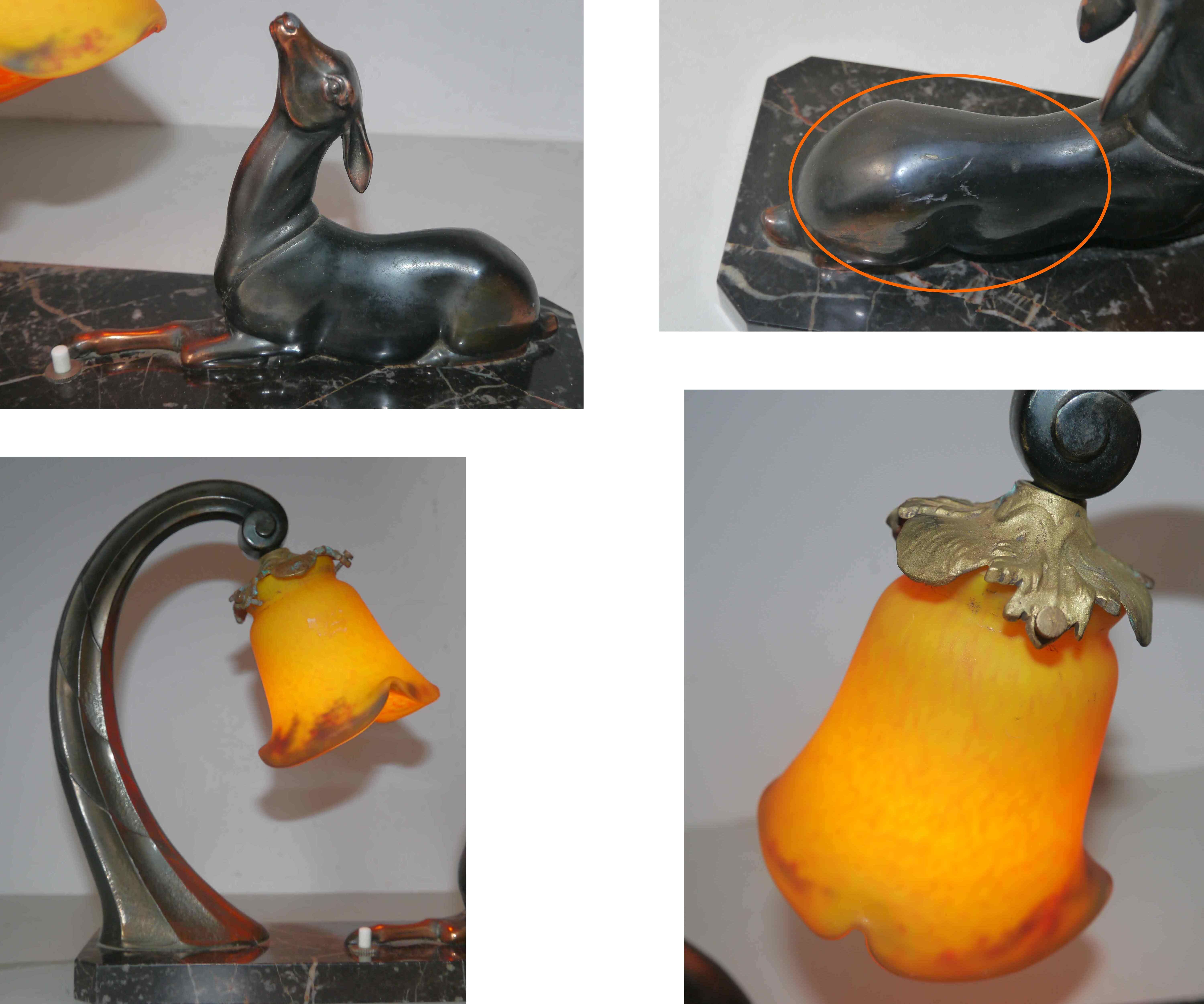 Art deco lamp gazelle decoration Manufacture 30's years