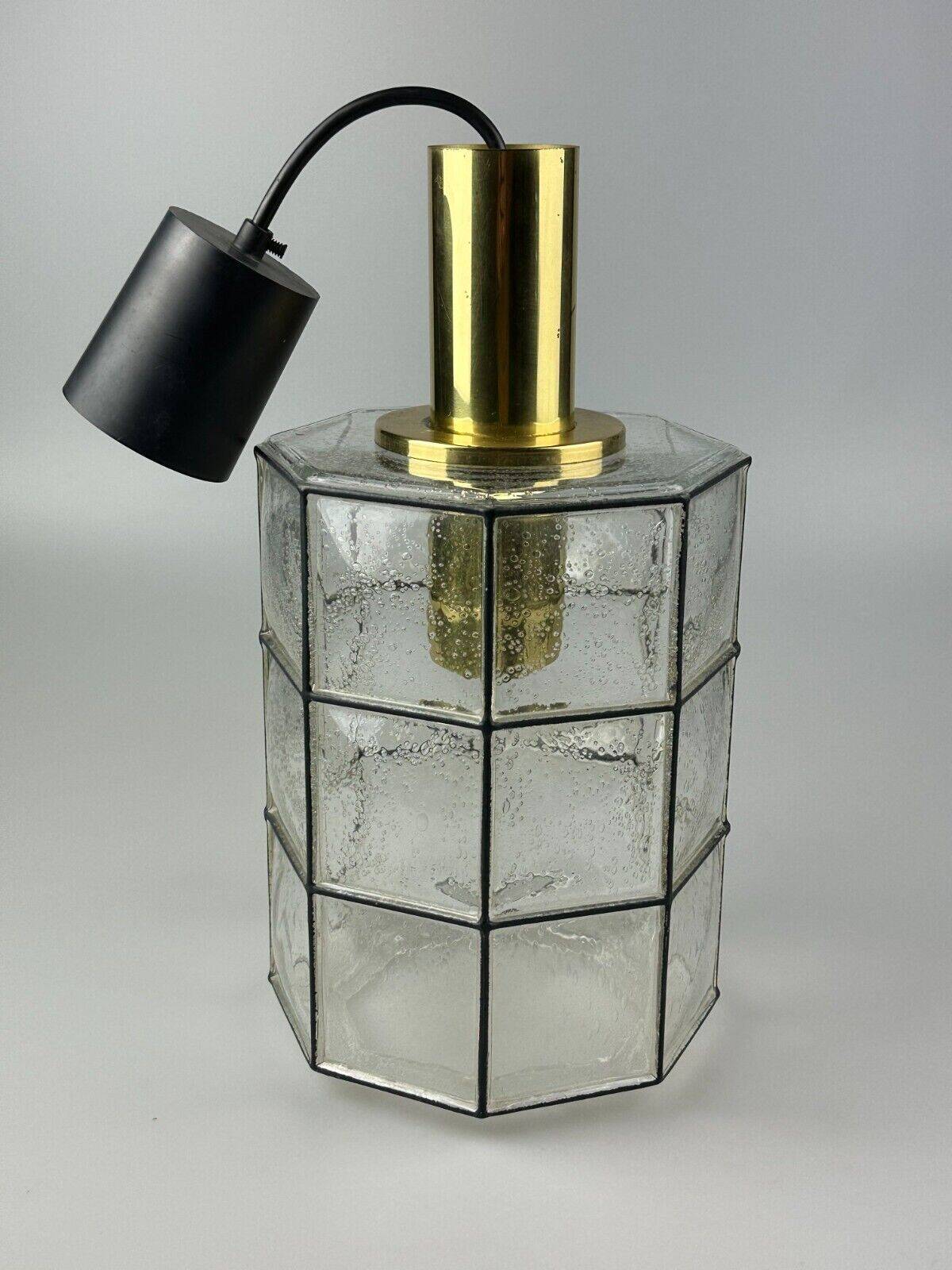 60s 70s ceiling lamp Glashütte Limburg Germany glass & brass Space Age