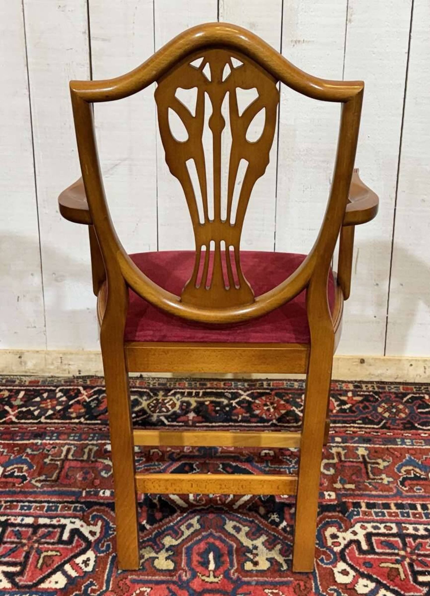 Set of 12 English Regency style beech armchairs from the 1970s.