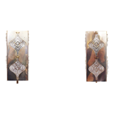 Pair of Palwa sconces in brass and crystal