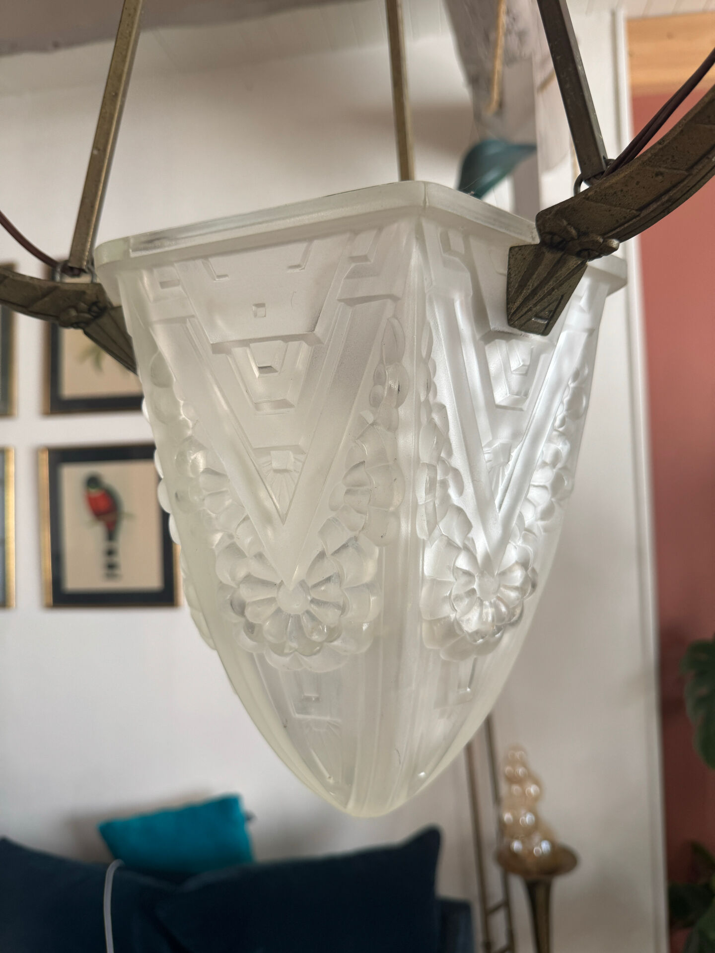 Art Deco chandelier signed