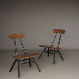 Chaises longues Pirkka par Ilmari Tapiovaara pour Laukaan Puu. Lot de 2