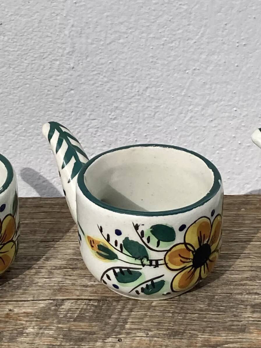 Vintage Breton floral coffee cups