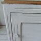 Storage furniture, bedside, pearl grey patinated sofa end, oak tray.