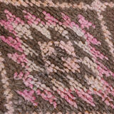3x10 pink and brown herki runner rug, 307x88cm