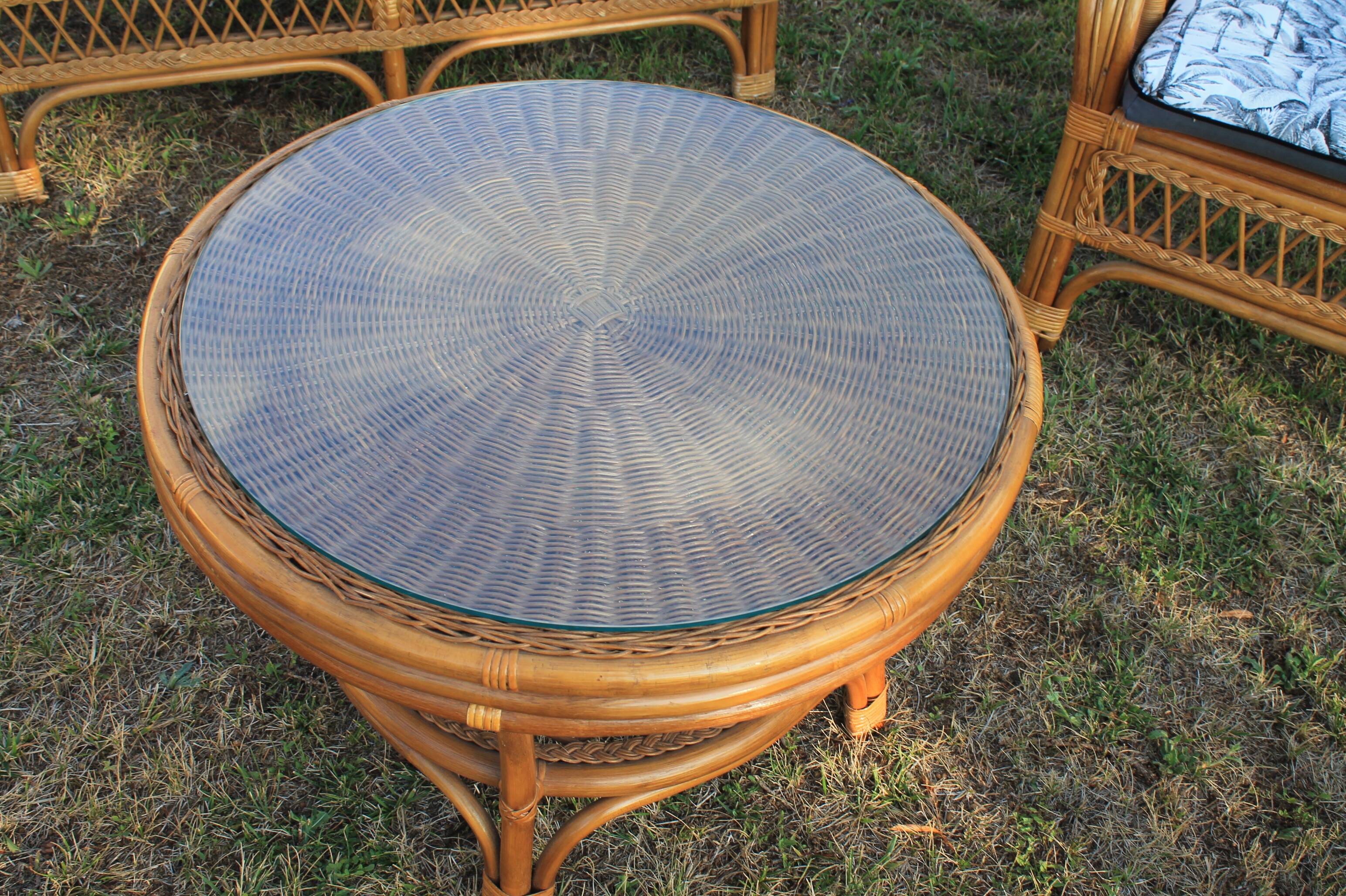5-piece rattan salon 70/80 year jungle fabric
