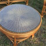 5-piece rattan salon 70/80 year jungle fabric