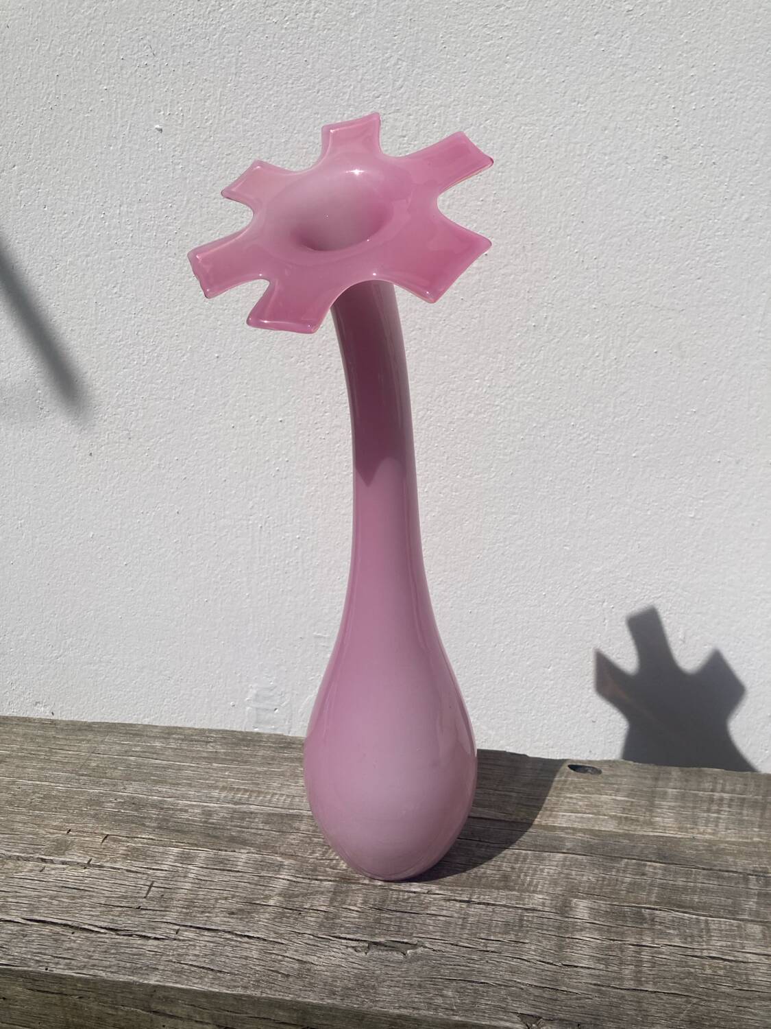 Grand vase fleur opaline rose