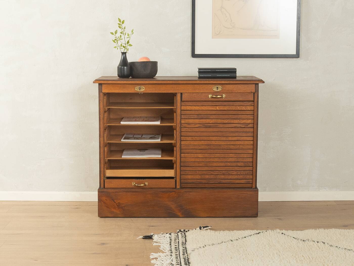 Unique Art Deco roll-top cabinet from the 1930s