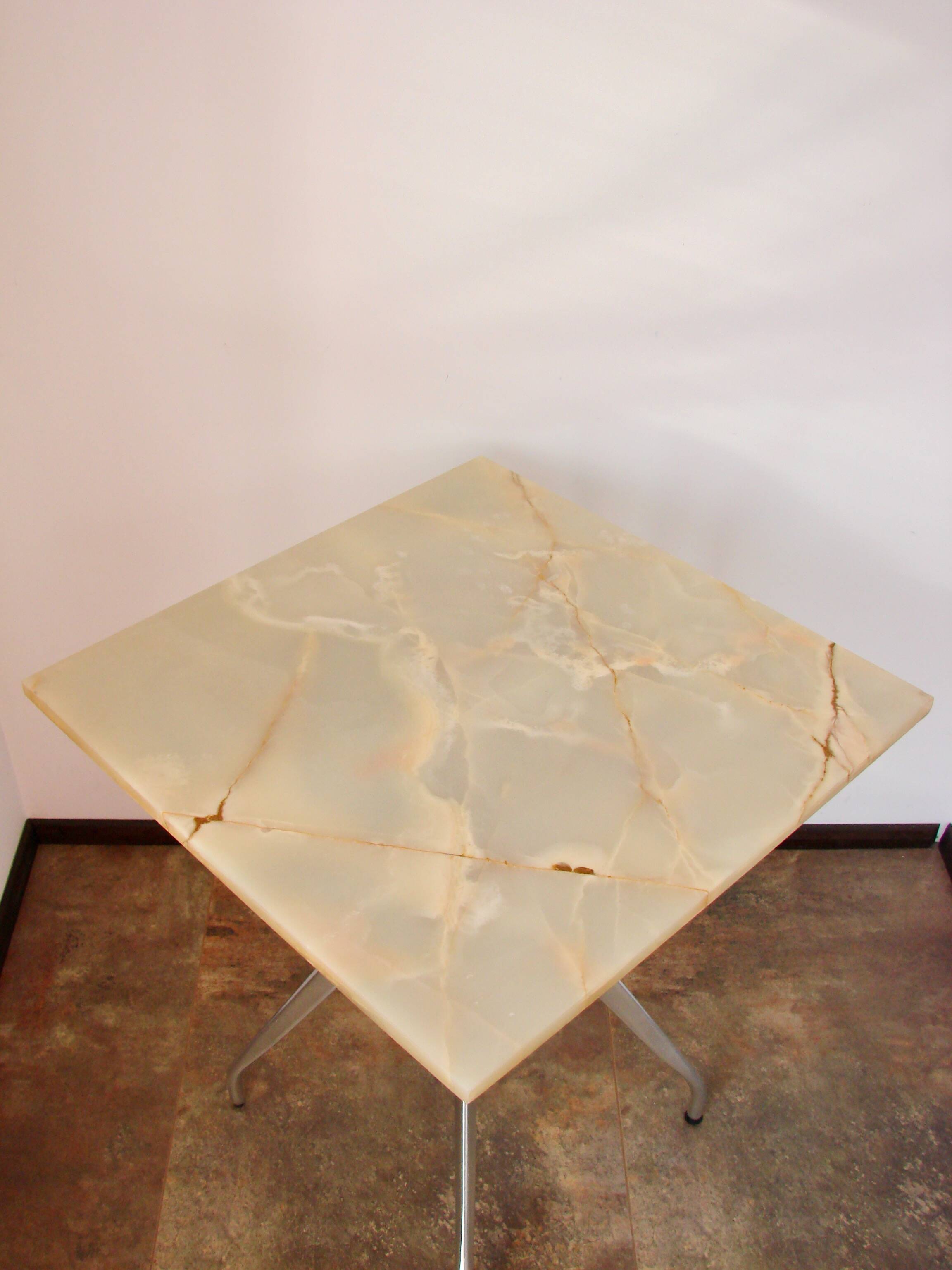 Modernist stone table from the 1970s – aluminum, vintage