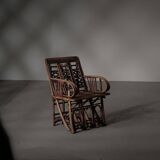 Handcrafted rattan and palm armchair, circa 1950