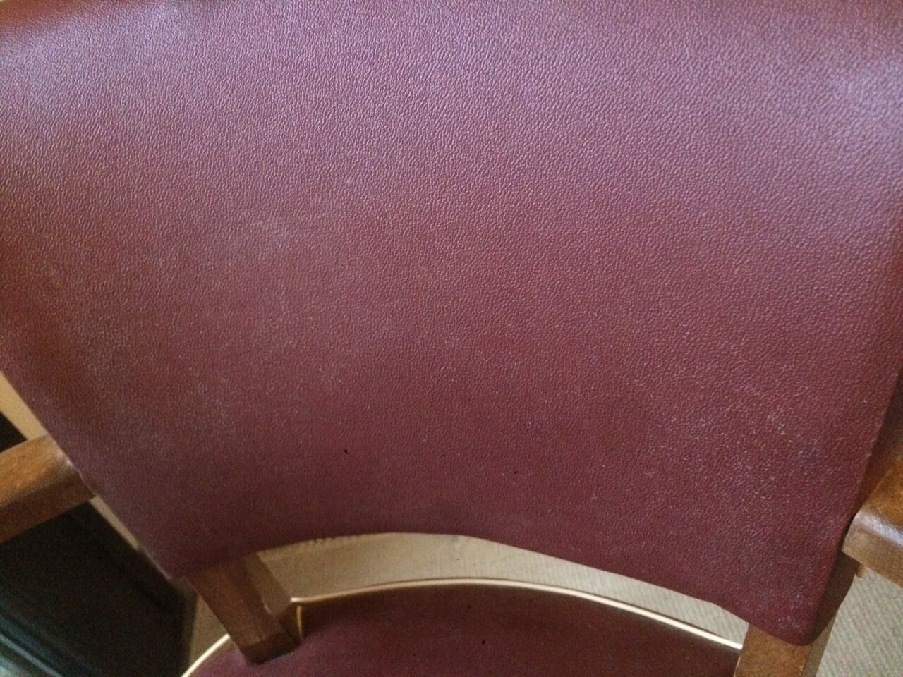 Skai chair binds wine and wooden footpieces and armrests