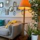 Vintage Art Deco turned wooden floor lamp