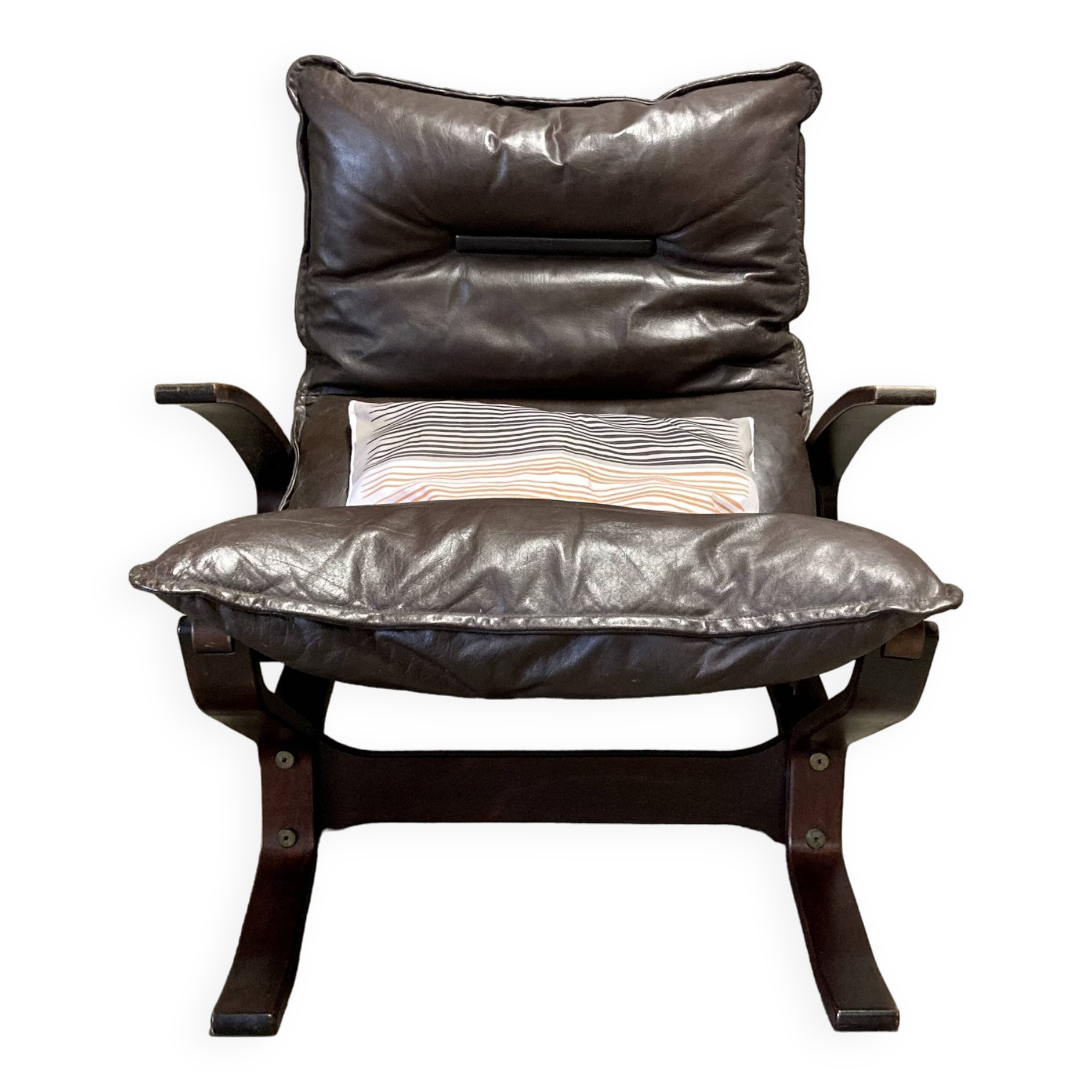 Fauteuil cuir 2 "design scandinave" 1950.