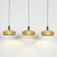 Triple suspension cascade globes vintage verre granité doré
