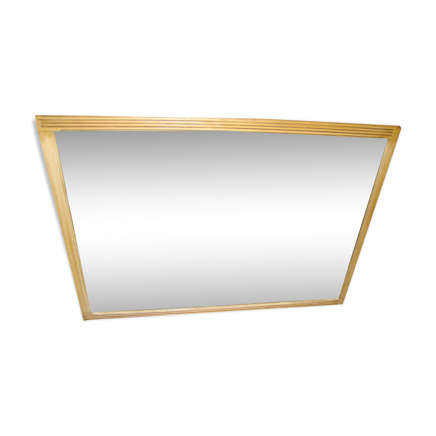 Old rectangular bevelled wall mirror - wooden frame grooves, 164x115cm