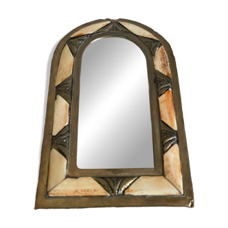 Petit  miroir laiton et os