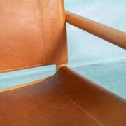 Danish safari chair in beech wood and leather from the 1970s.