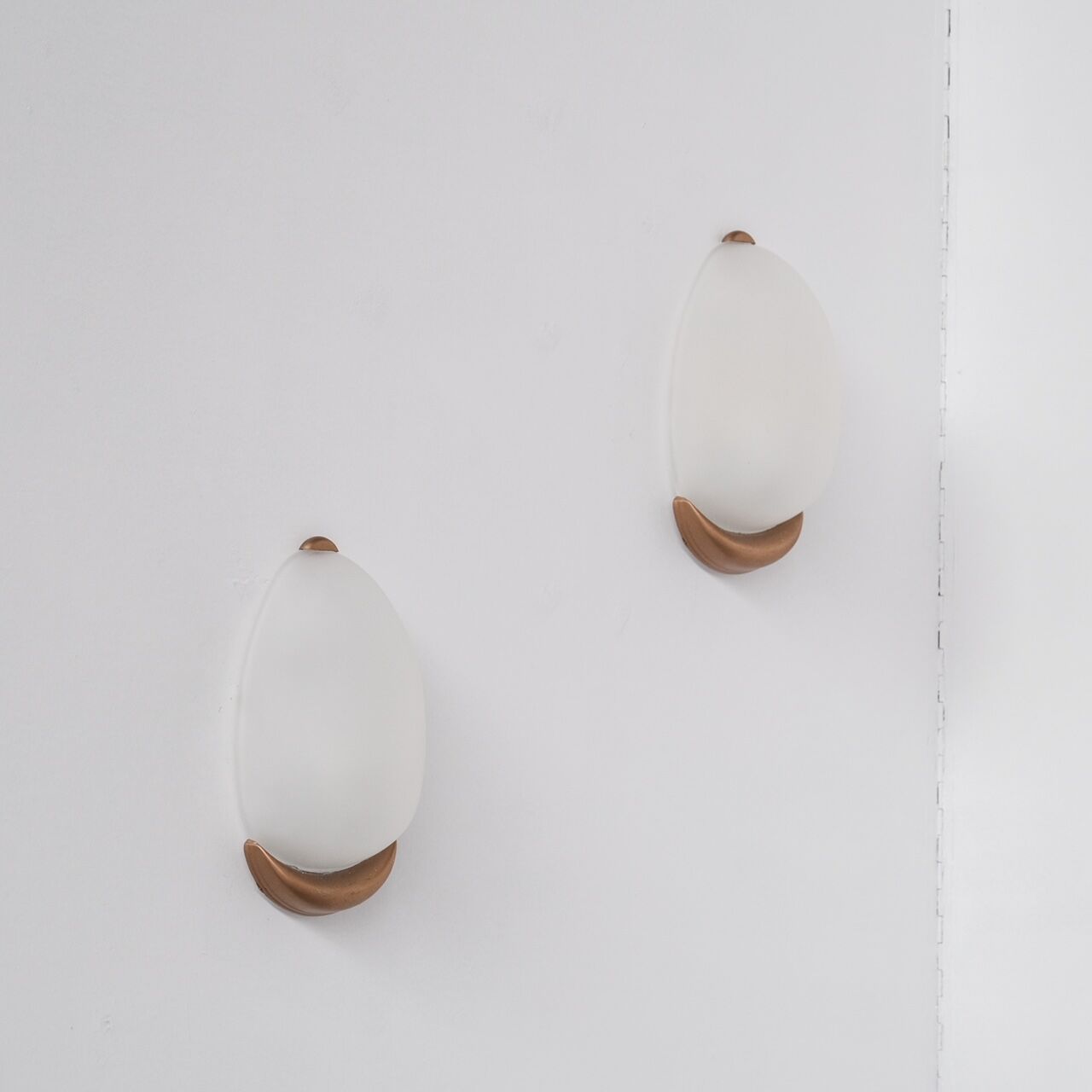 German Mid-Century Pair of Glass Wall Lights