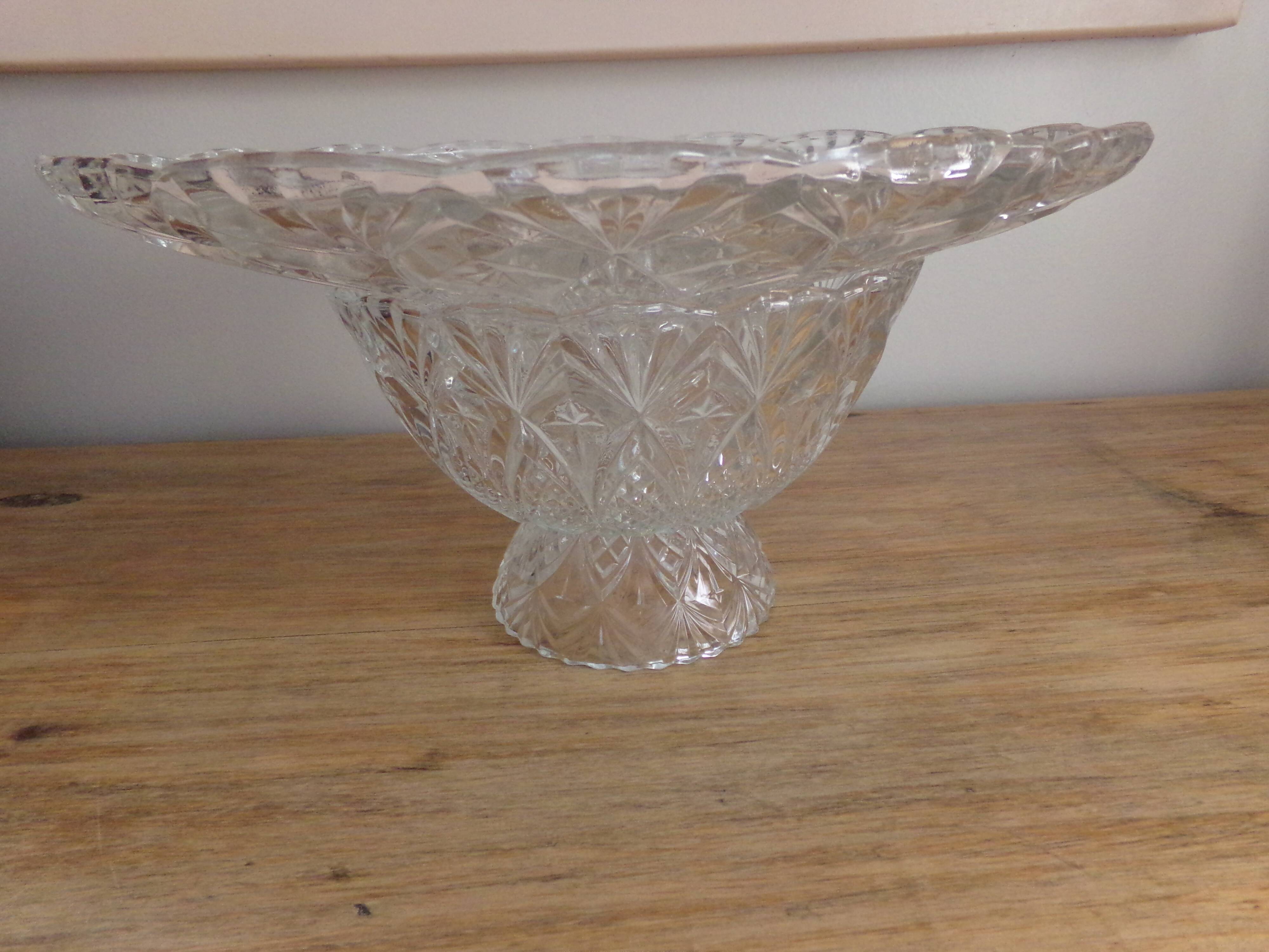 Cut glass dish and fruit cup