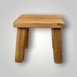 Small brutalist stool in solid oak – 1960s