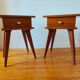Paire de tables de chevet vintage Mid-century pieds compas