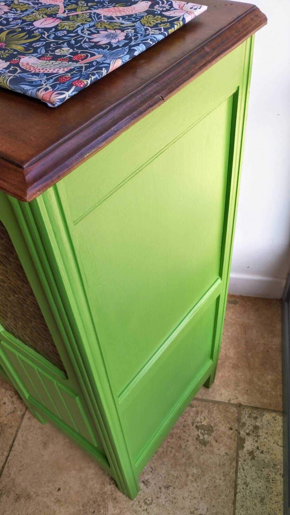 Art Deco Gin Buffet, painted in Farrow and Ball with a William Morris-inspired interior