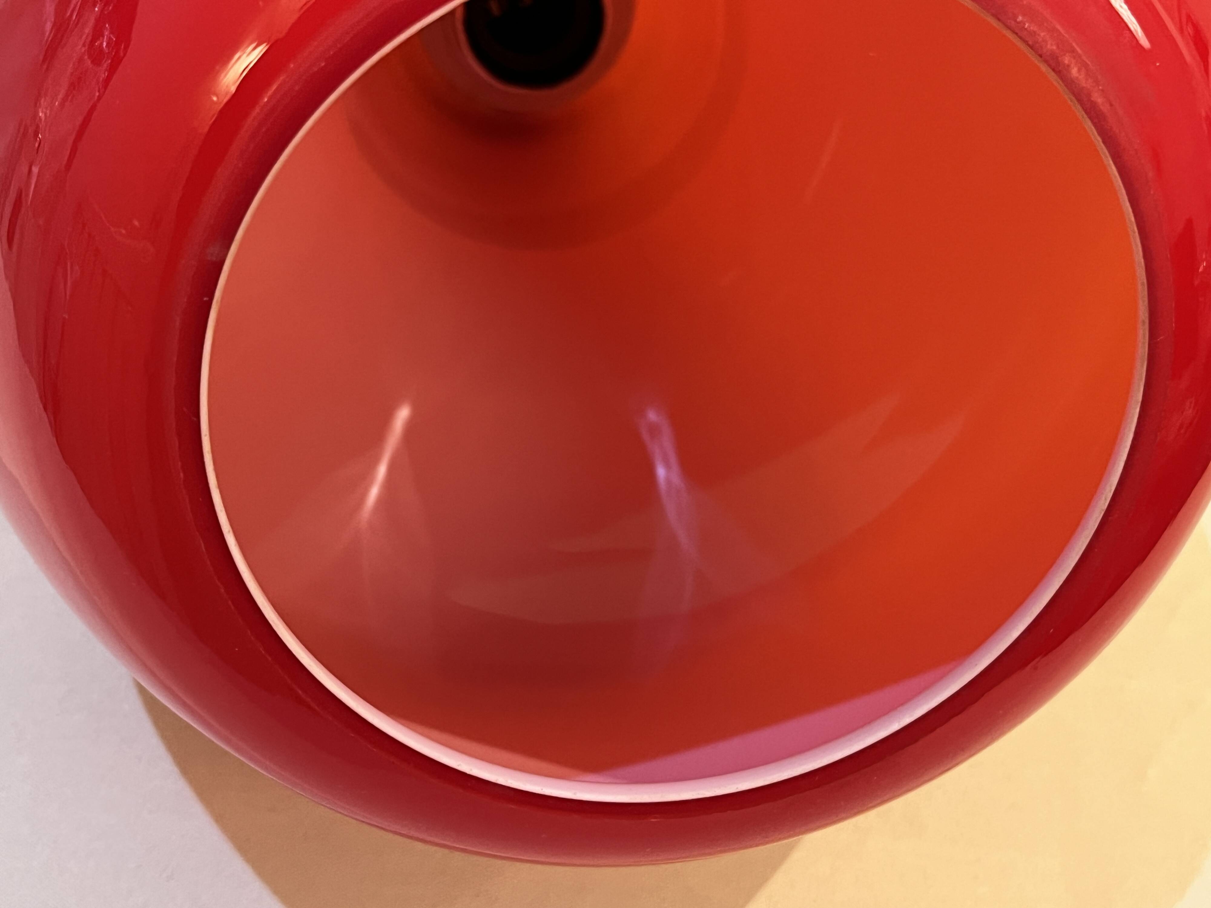 Red Opaline Glass Pendant Light 1970 Space Age Ceiling Lamp Free Form Orange
