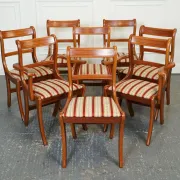 Vintage Yew Wood Dining Chairs, Set of 8