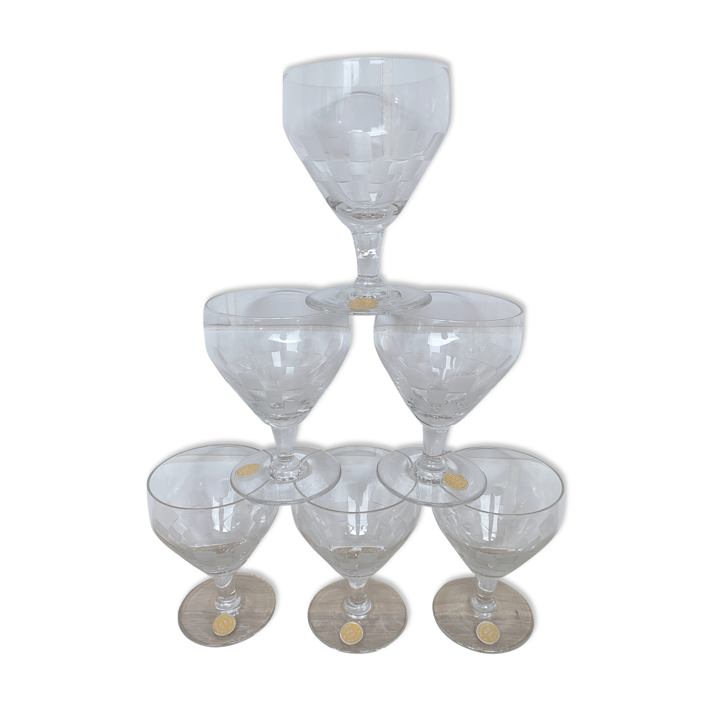 Set of 6 engraved wine glasses