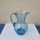 Pitcher or carafe in bubbled glass biot light blue