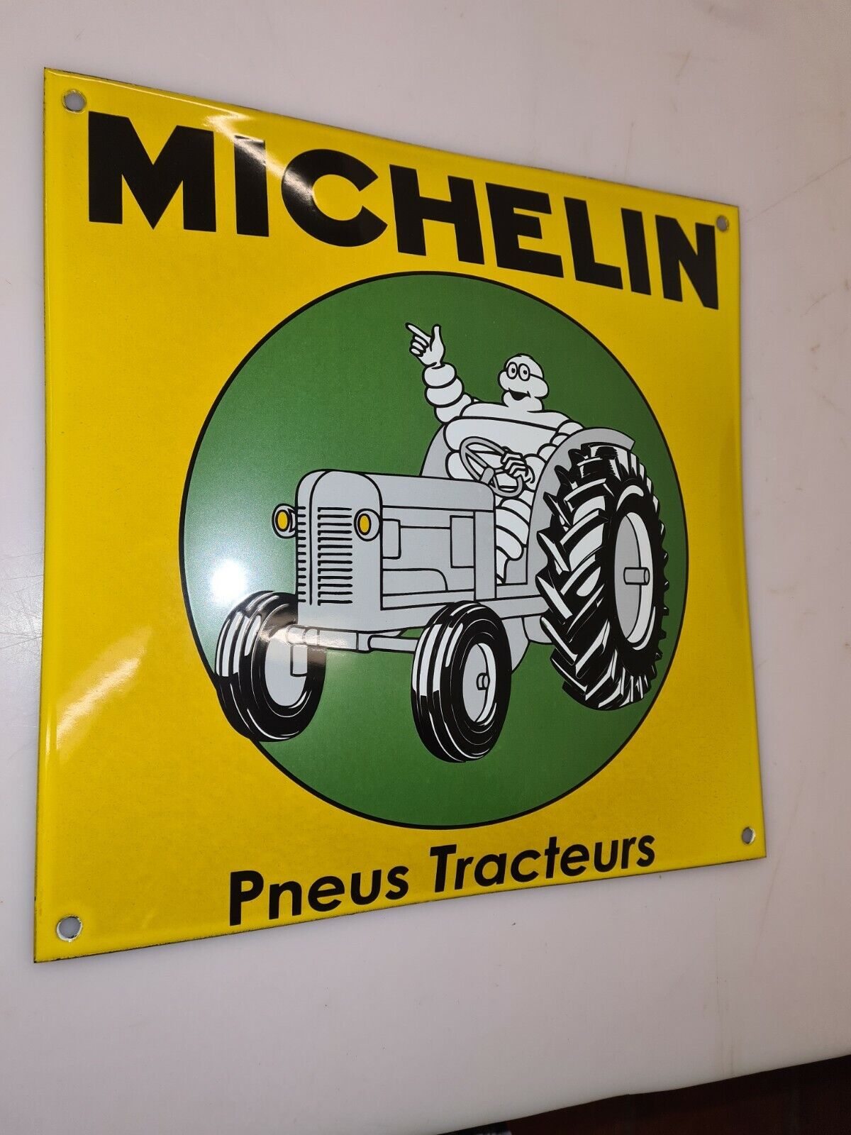 Ancienne Plaque émaillée Publicitaire Pneus Michelin – Déco Rétro Atelier Garage