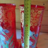 Red enameled vases