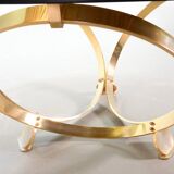 Knut Hesterberg Round Brass Coffee Table with Smoked Glass Top Germany, 70s
