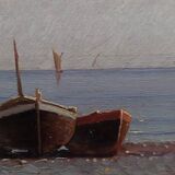 Peinture ancienne sur bois Naples augusto corelli ((rome 1853 - 1918) pêcheurs