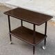 Double-tray rosewood serving trolley on casters 83cm