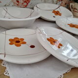 Set of vintage Italian dishes in ecru ceramic with daisy decoration "PRIMULA Made in Italy"