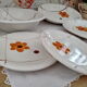 Set of vintage Italian dishes in ecru ceramic with daisy decoration "PRIMULA Made in Italy"