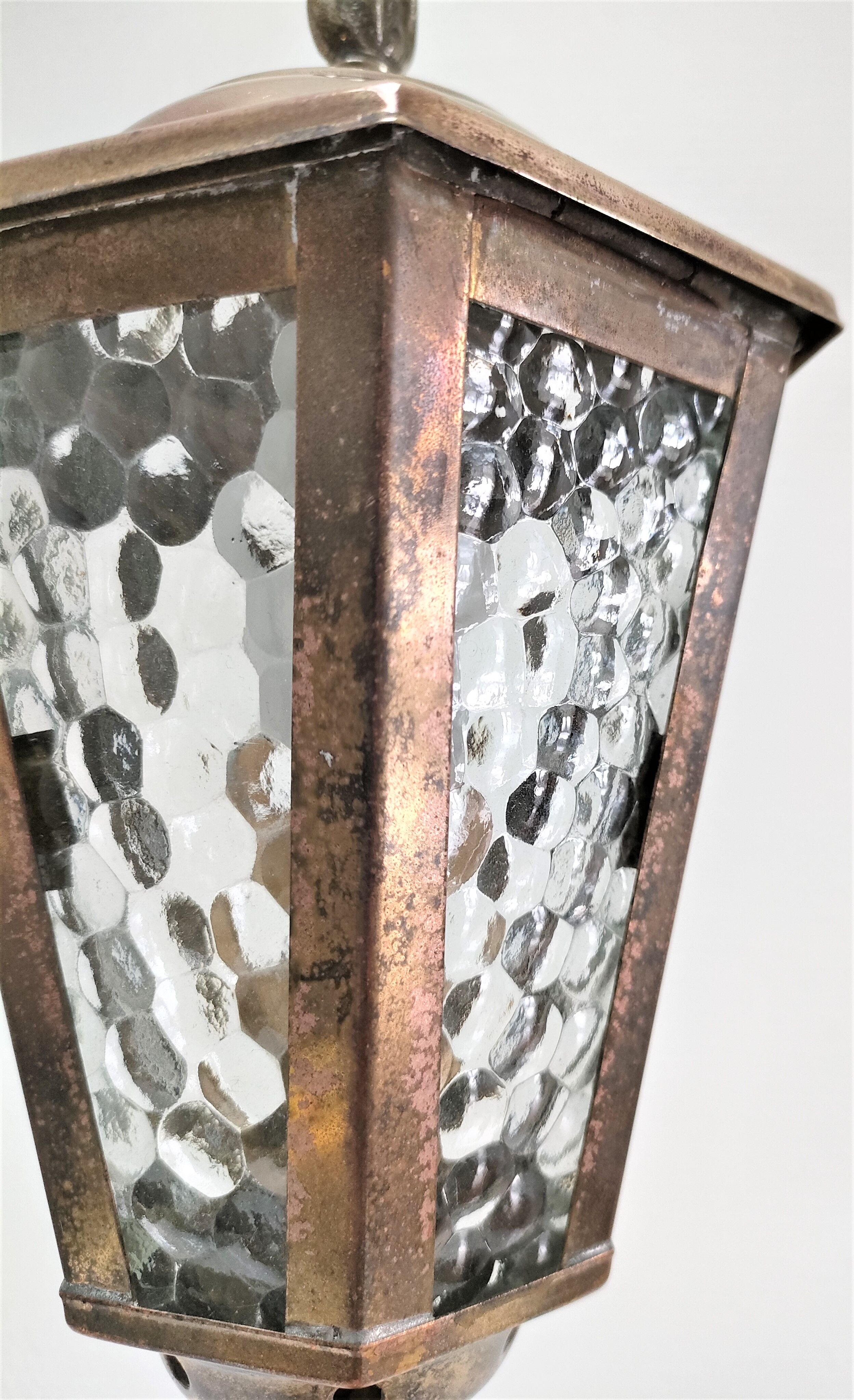 Lampe lanterne laiton et verre début XXème