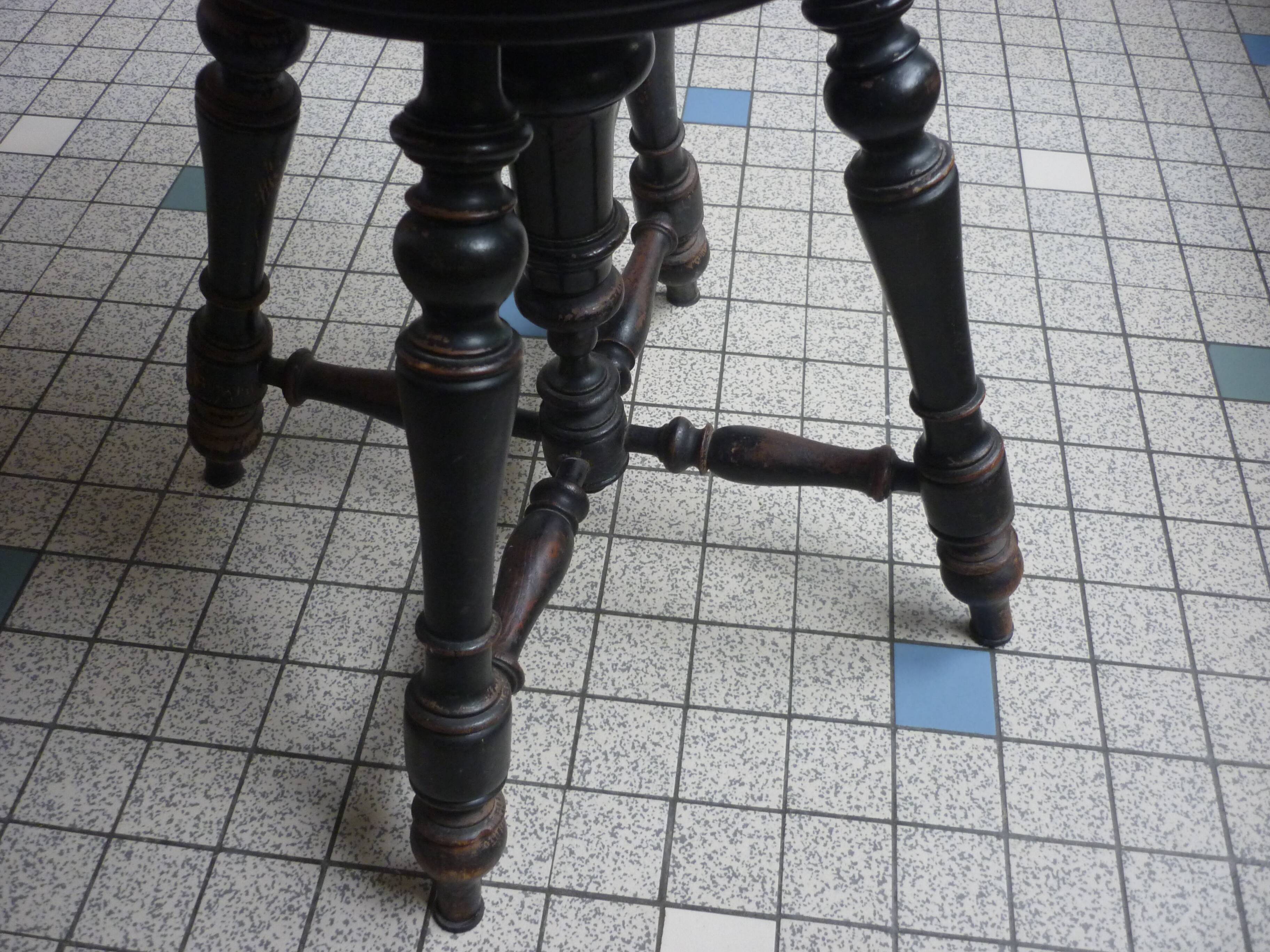 Napoleon III piano stool wood blackened