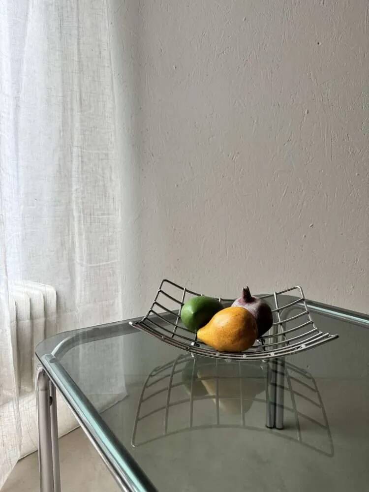 Memphis fruit bowl in chrome steel from the 1980s.